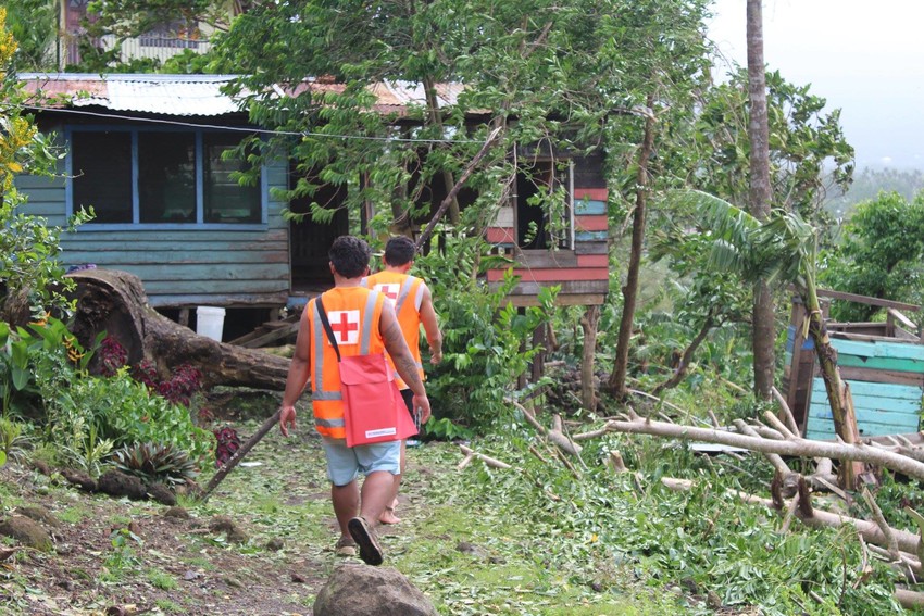 Samoa Red Cross teams out checking on people in Cyclone Gita's path.