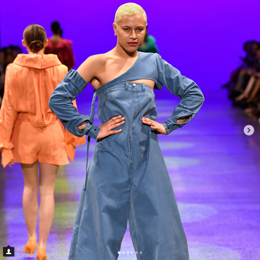 Leah walking for NZ Fashion Week 2018