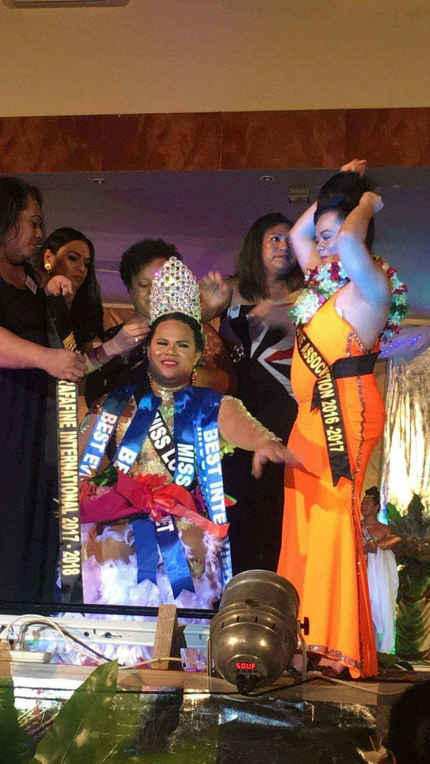Charlize being crowned Miss Fa'afafine in Samoa