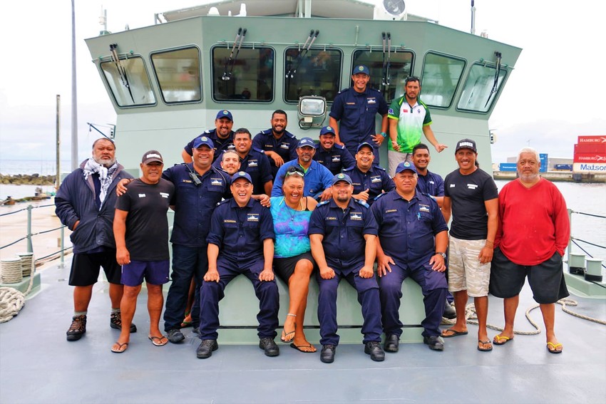 Eipuatiare onboard the Kukupa Patrol boat with crew