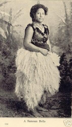 Samoan Queen in the 19th Century wearing an "Ie Sina"