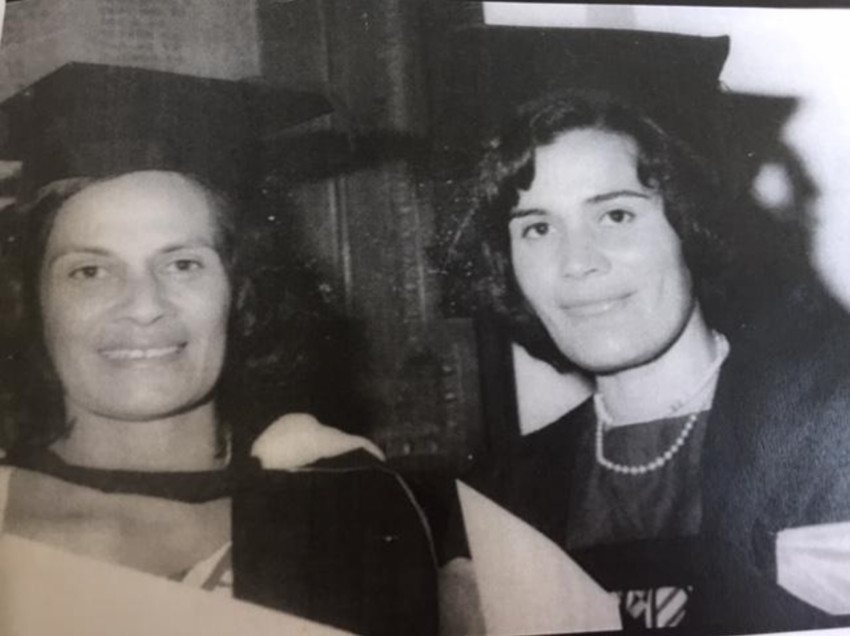Peggy & her older sister proudly graduated together from Victoria University of Wellington. Mabel had left school during the polio epidemic. When the eldest of her four children enrolled at university Mabel decided she would too.