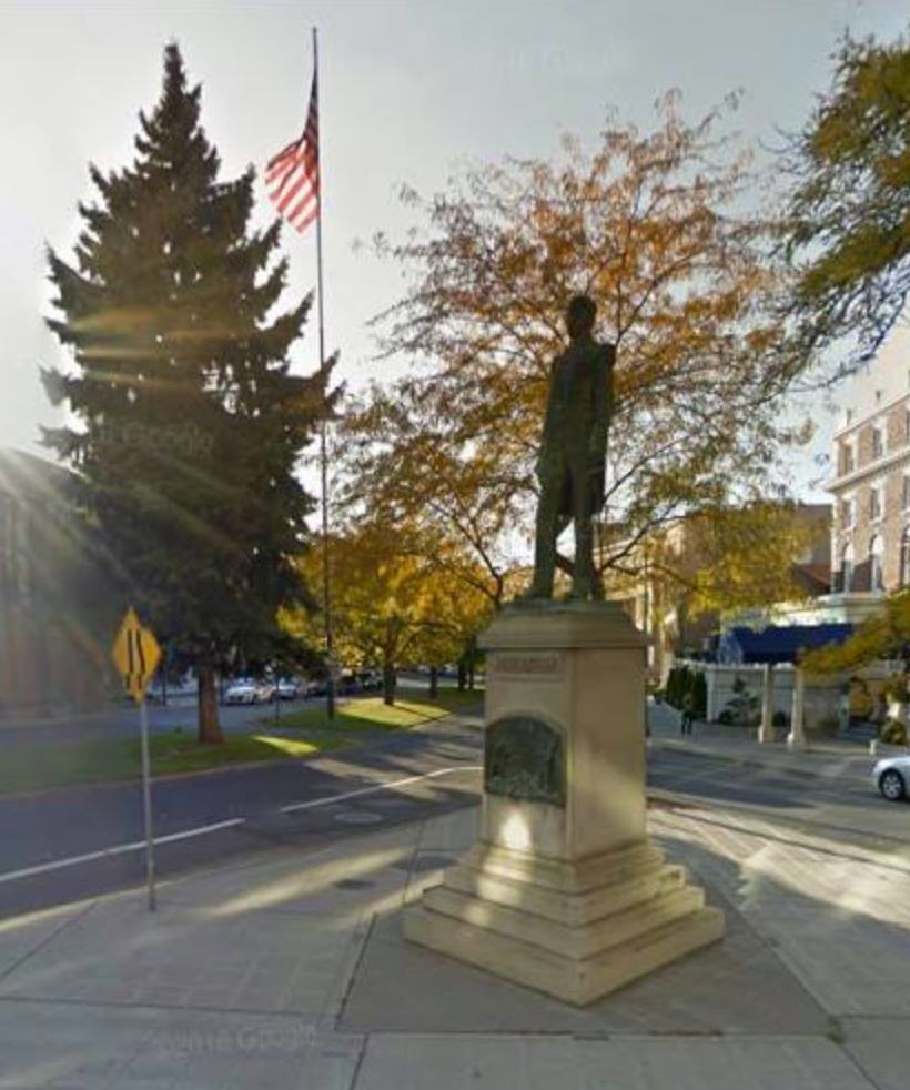 On a corner in Spokane, Washington, there is a statue honouring Ensign John (Jack) Monaghan of the United States Navy.