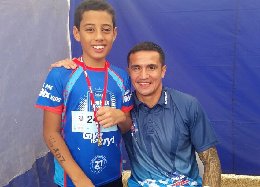 With Weet Bix role model and soccer legend Tim Cahill