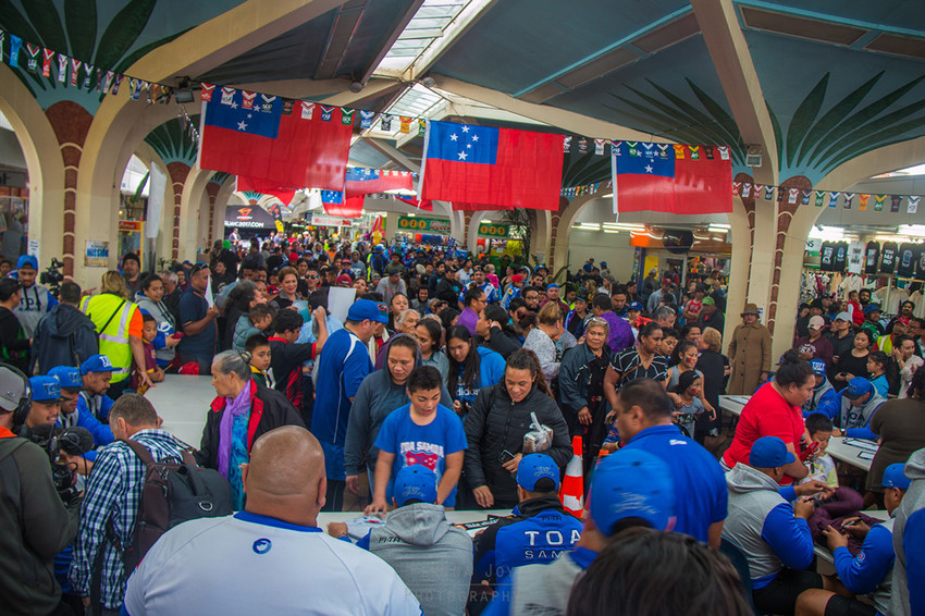 Fans out in force to support the Toa Samoa at the Fan Day at Mangere Town Centre