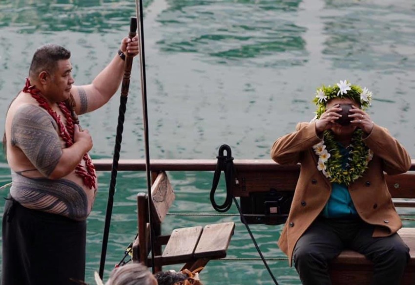 Reverend Suamalie recieves his ipu/cup of Kava (PC: Todd Henry)