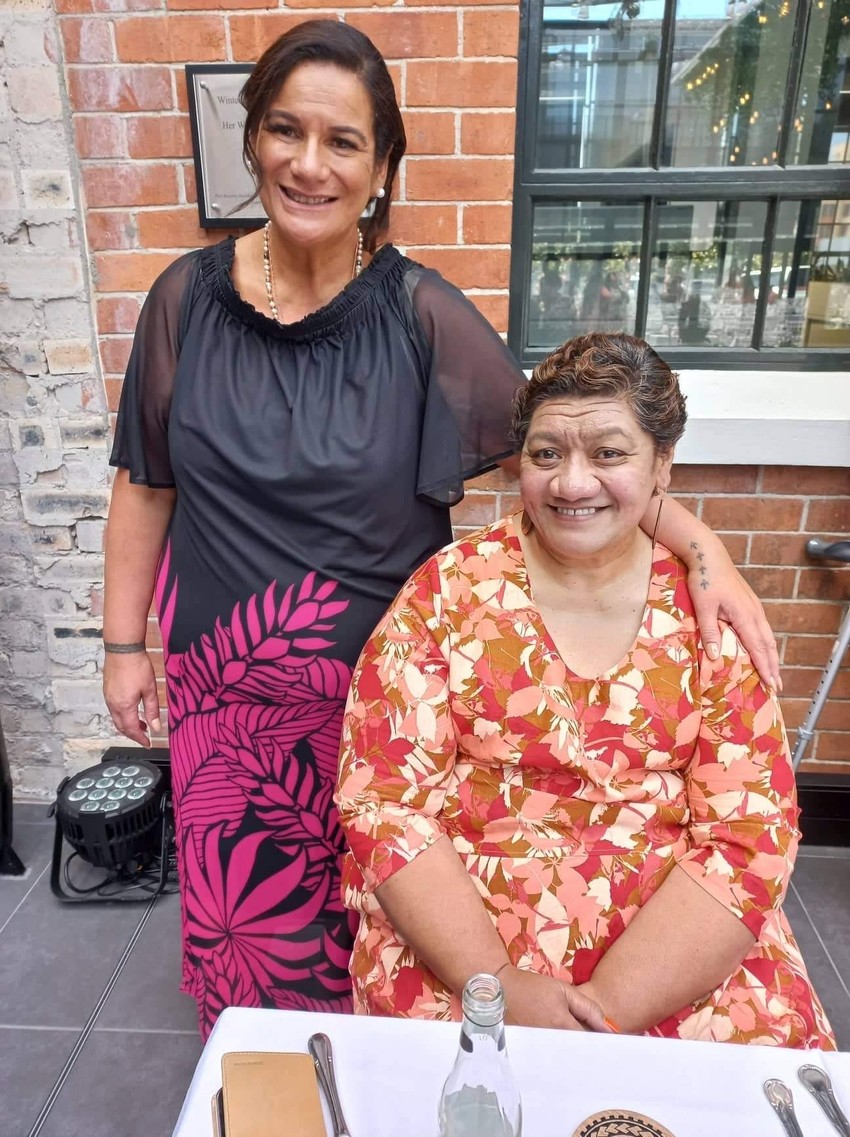 Hanging with one of my girls Lealamanua Aiga Caroline Mareko at my daughter Emele-Moa wedding to Troy Setefano January 2021 . Just before she and my girl’ cousins made me change my dress to a pea.