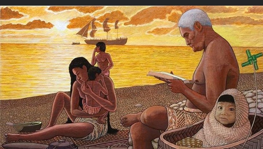 One of Faraimo's pieces in the Eleni - Navigators of Polynesia exhibition