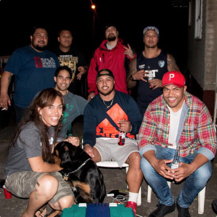 Clockwise from Penina (front left) - Business Owner, Ticketing Manager, Security, 09 Automotive Owner, Co Owner Hybrid Formula/Super City Fitness, Social Worker for Vaka Tautua & Shift manager at Opal Kiwi - no gangs up in here lol