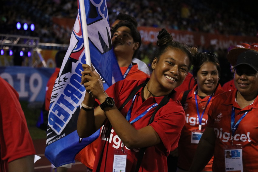 Volunteers as they marched out at the Closing Parade. Photo credit - Pacific Games News Service