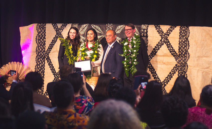 Sela at the Prime Ministers Pacific Youth Awards held at the Beehive in Wellington