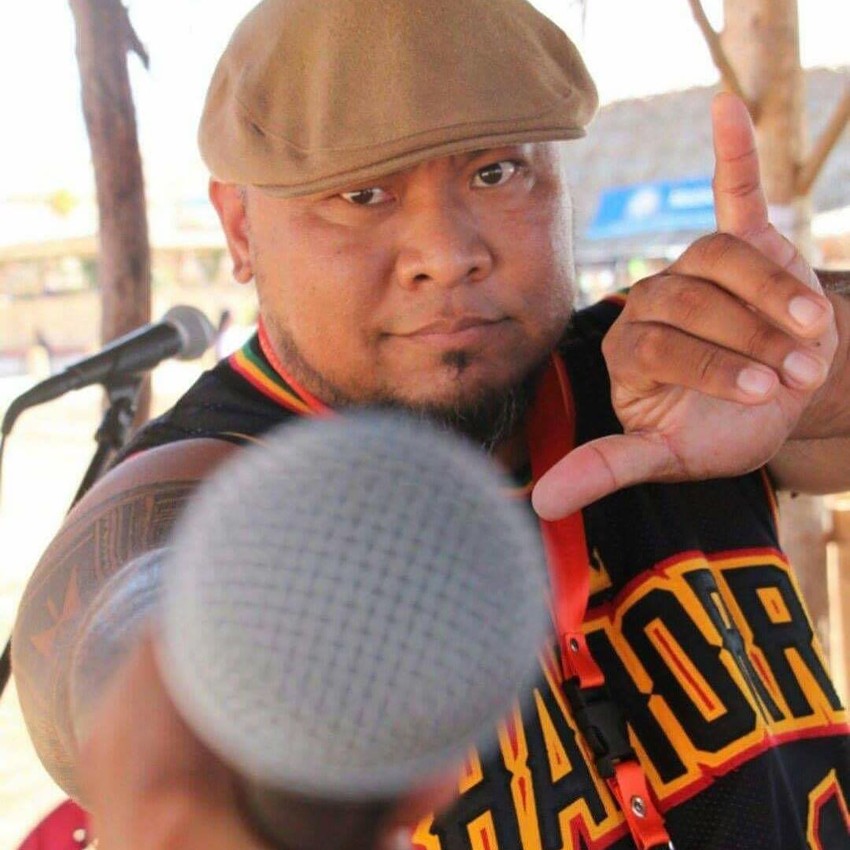 Q emceeing the Festival of the Pacific Arts in Guam