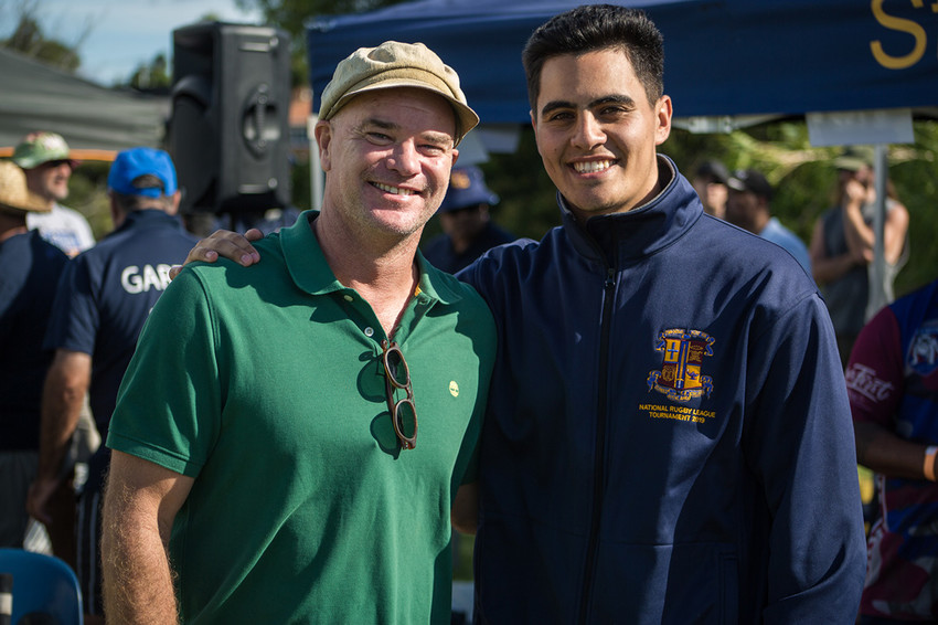 Coach Dion Nash with 2019 St Pauls Head Boy Joseph Johnston