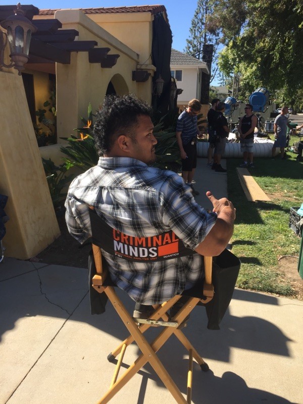 Criminal Minds BTS - Sam in the Cast chair