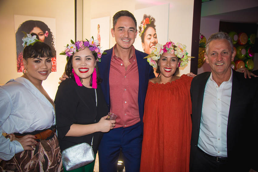 The sisters with Dominic Bowden and friend