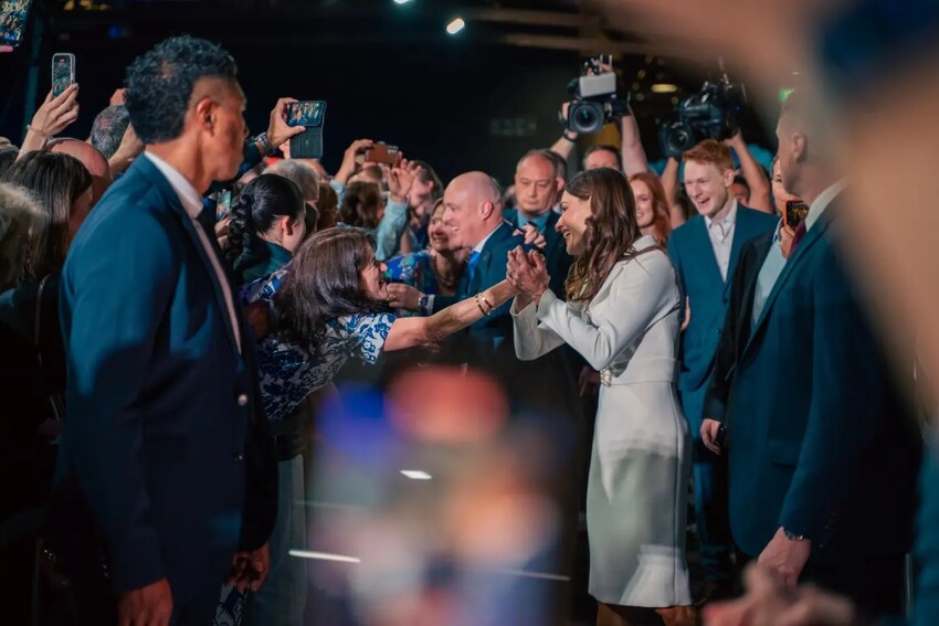 Christopher Luxon & his wife Amanda greet well wishers after winning the elections. Photo Credit: National Party FB page