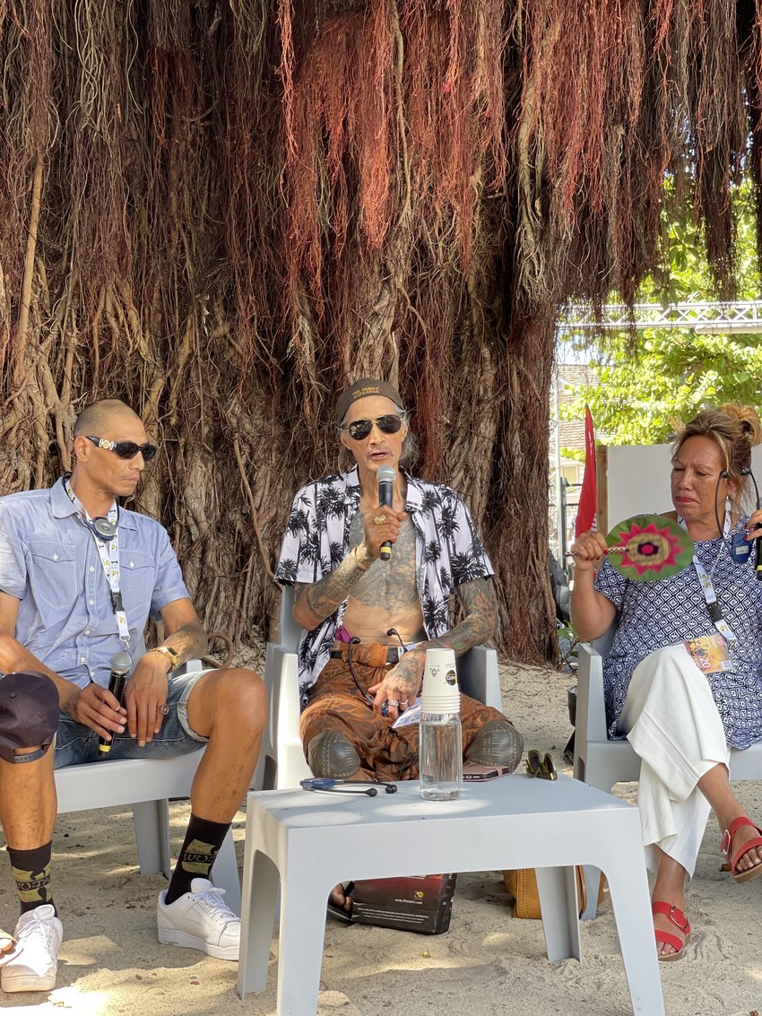 From L-R Matthias & Fa'amoana John Luafutu with director Nina Nawalowalo