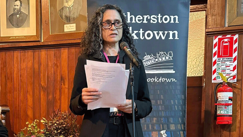 Cole reading at Pasifika Writers event - Featherstone Booktown festival 2023