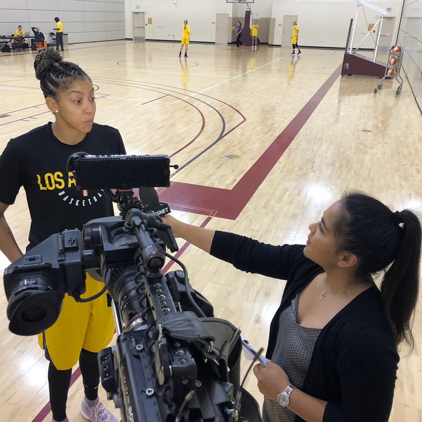 Serafina interviewing WNBA star Candace Parker