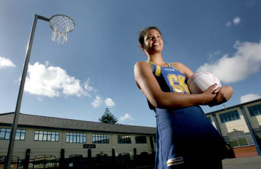 16 year old JessB in her Marist College netball uniform