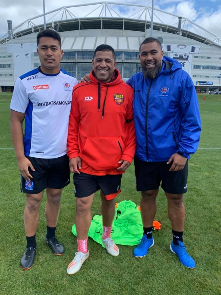 Frank with John Hopoate & a Samoa team member