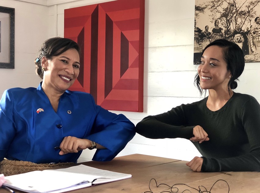 Elizabeth with Tonga's Minister of Health Dr. Amelia Afuhaʻamango Tuʻipulotu