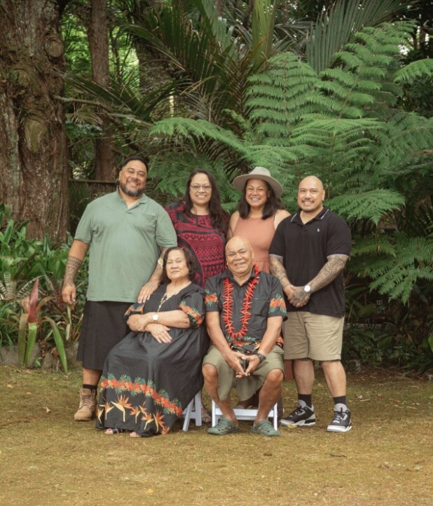 Epenesa (pictured in Red) with siblings and parents who all live in NZ