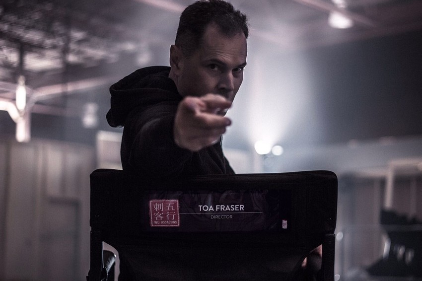 Director Toa Fraser on set of Wu Assassins