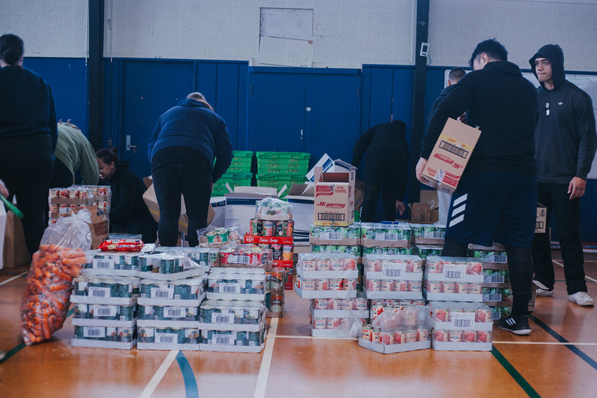 Food ready to be packaged into food parcels