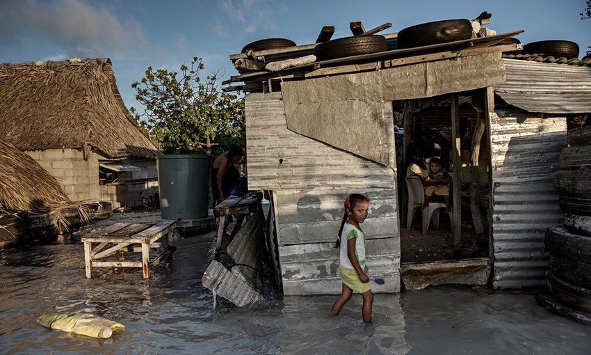 The people of Kiribati do not contribute much in terms of greenhouse gas emissions, but are forced to face the direct consequences of global warming. Photograph: Jonas Gratzer/LightRocket via Getty Image