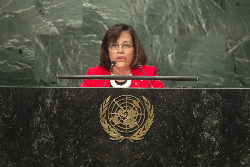 Dr Hilda C. Heine speaking at a gathering in New York on the fringes of the UN Commission on the Status of Women