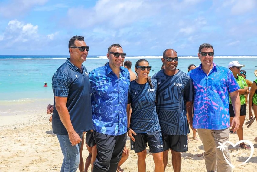 L-R Romani Katoa, Ian Thorpe, Lesley and Kieran Chan with FINA exec Photo Credit: Island Love Photography