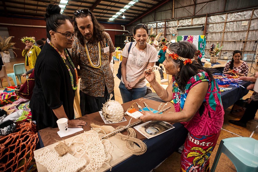 Kaetaeta Watson at the Pacific Heriage Arts Fono in 2017 Photo Credit: Raymond Sagapolutele