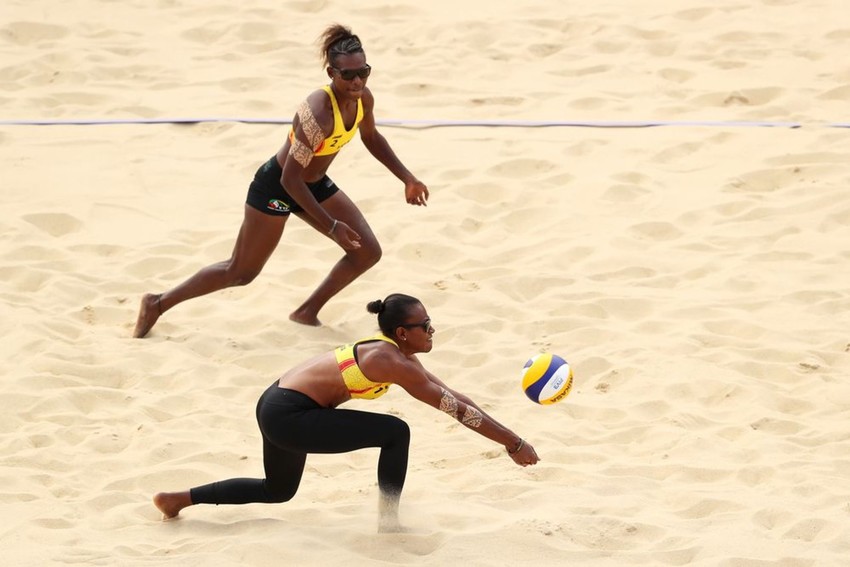 Pata & Toko in action at the 2022 Commonwealth Games. Photo credit: Vanuatu Beach Volleyball FB page