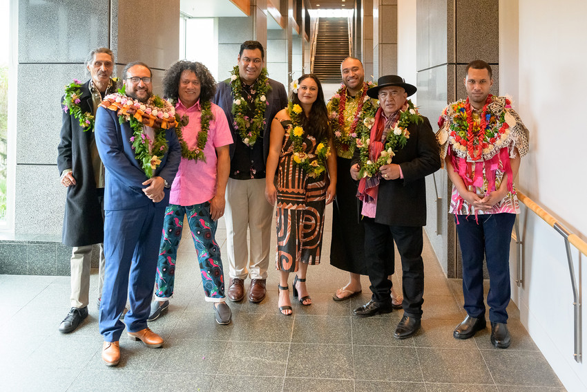 Dahlia with her fellow 2022 Creative NZ Pasifika arts awards recipients Photo Credit: Mark Tantrum