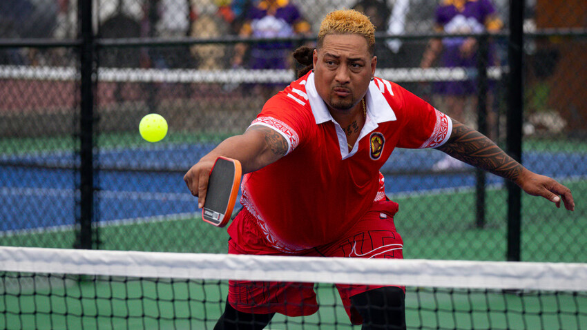 (Bethany Baker | The Salt Lake Tribune) Kumi Uhila plays in open play during an international pickleball tournament for Pacific Islanders hosted by the Glendale club The Die Hard Pickleballerz in Salt Lake City on Saturday, Aug. 29, 2026.