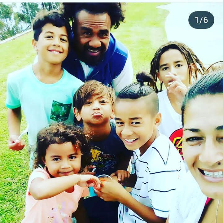 The Alatini family - Patrica, Sam & their 5 youngest children L-R Sam jnr , Akesa (in front) Sam, Tawhirimatea Ali-Bene't, Onyx & Patrica