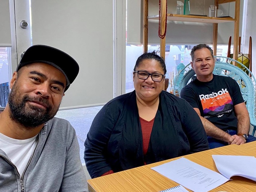 Toa with Teine Sa directors Miki Magasiva and Anapela Polataivao