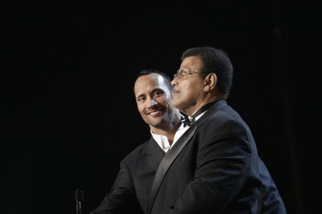 The Rock inducting his father Rocky Johnson into the WWE Hall of Fame