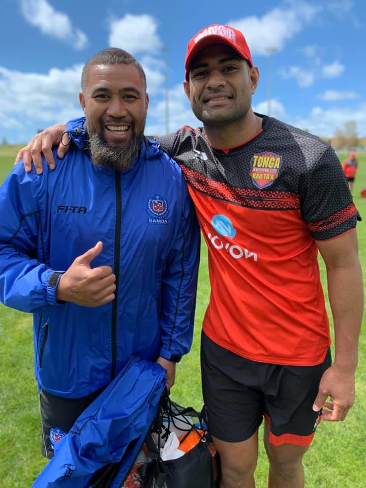 Frank with Mate Ma'a Tonga wing Daniel Tupou