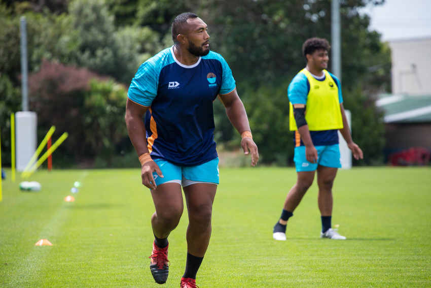 Moana Pasifika captain Sekope Kepu during a training session with the team