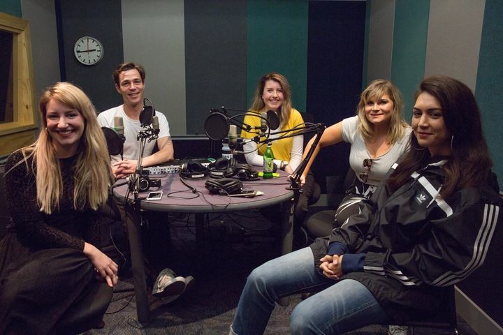 Lani with some of her Radio NZ work mates about to share their first impressions on Lordes "Melodrama" album