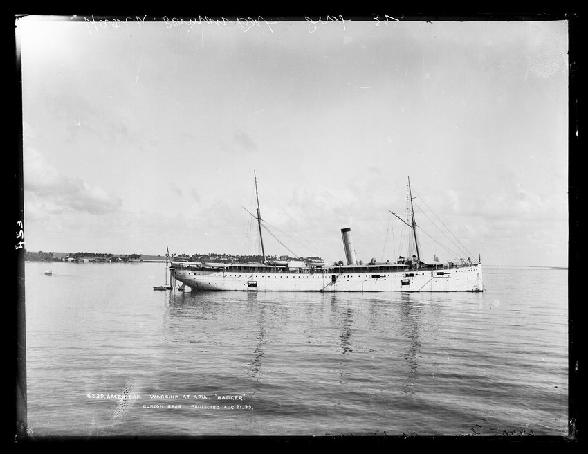 USS Badger with Mulinu'u in the background