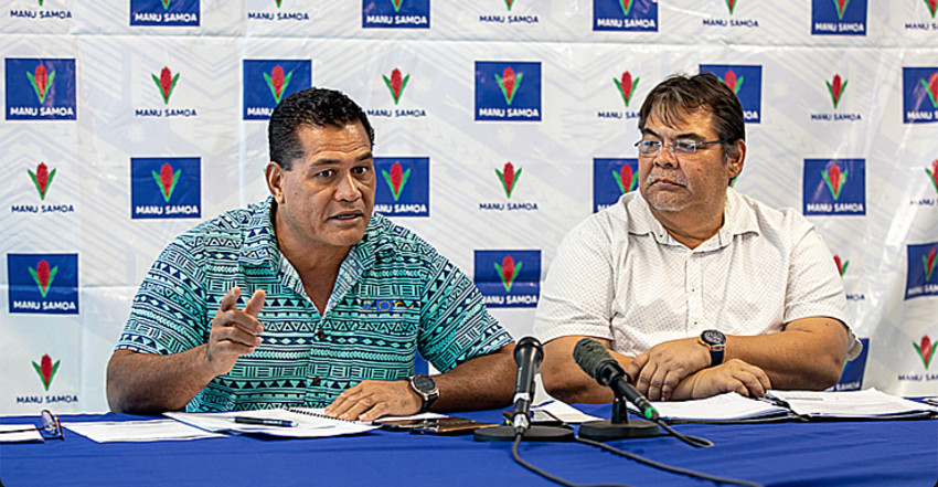 Lakapi Samoa Board Vice Chairman, Afamasaga Rico Tupai and the Chief Executive Officer of Lakapi Samoa, Faleomavaega Vincent Fepuleai. Photo Credit: Vaitogi A. Matafeo/Samoa Observer