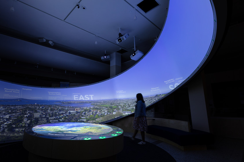 Kei Konei Koe - You are here audio visual experience. Image supplied by Auckland Museum