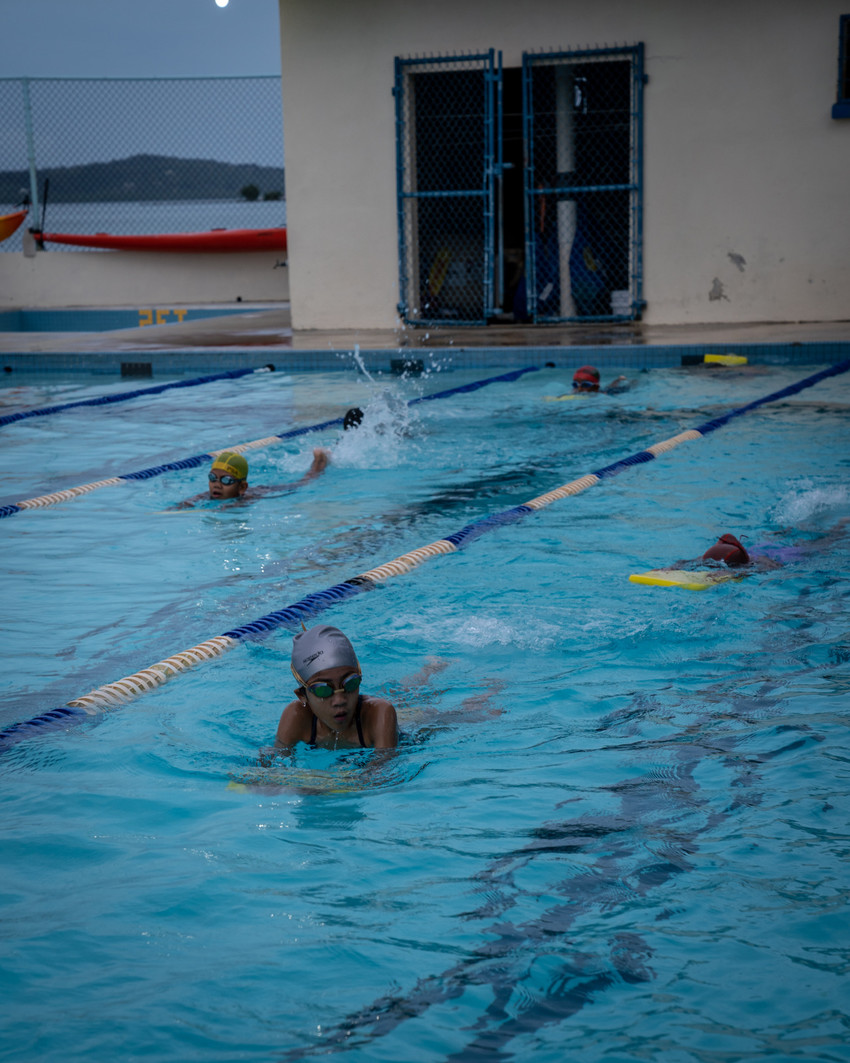 Children in Palau swimming