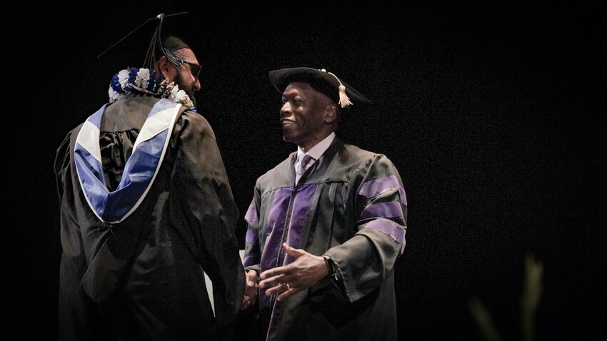 Manumalo during his Masters graduation (MA, Sport & Performance Psychology) with his academic advisor & mentor Dr Alvin Mclean