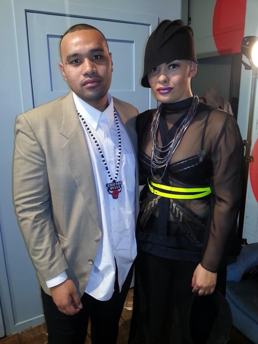 Eric with Fijian singer Erykah when he was an assistant stylist to Sammy Salsa