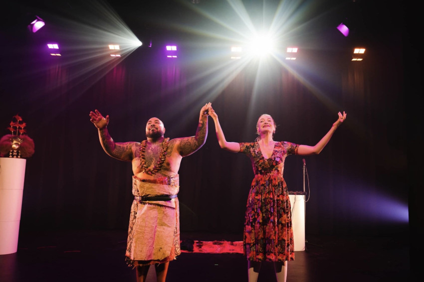 Taitu'uga Kitch Wesche and co-creator of play 'Where Will We Meet', Dr Eve Klein (pictured right). Photo: Supplied