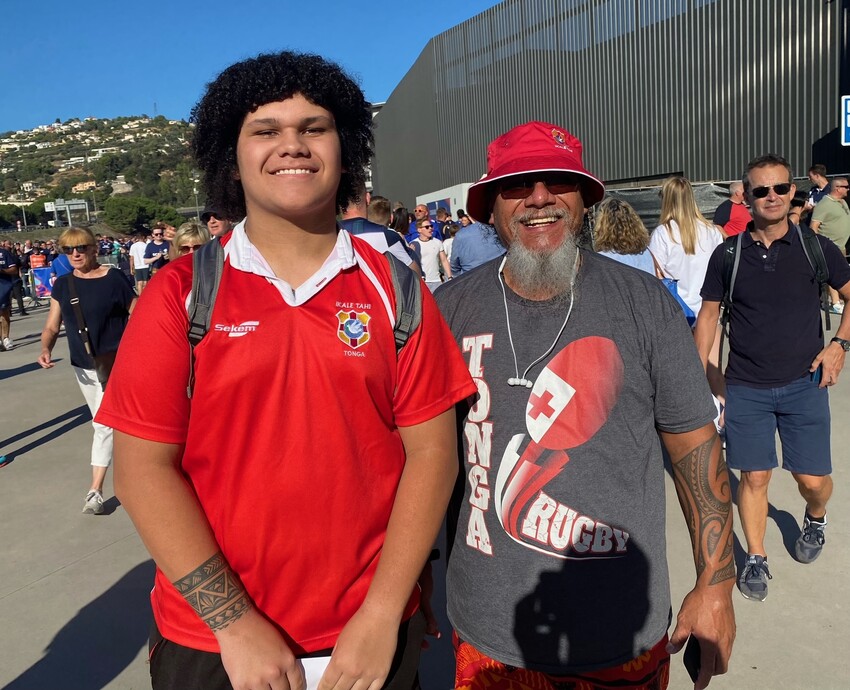 Tonga fans Laiatea and father, Solomone